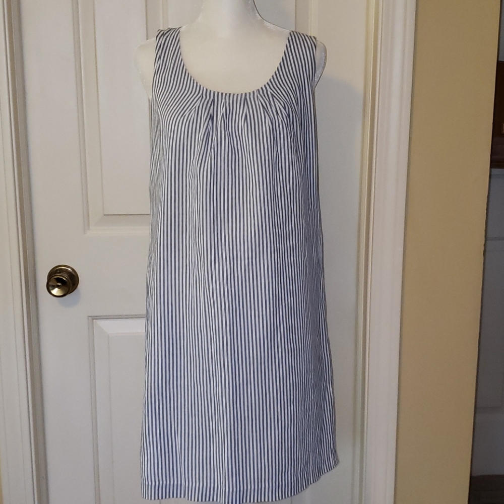 J. Crew Blue & White Sleeveless Lined Dress